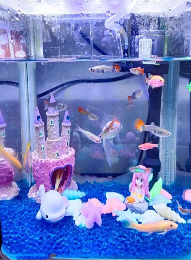 Odebyata Small Cartoon Aquarium Castle Decor, Mini Cute Pink Castle Hide Cave Hideouts for Small Fishes Shrimp Crab Fish Larvaes Cichlid, Princess Style Castles Statue Birthday Party Table Decor - 11 x 8 cm - Image 3